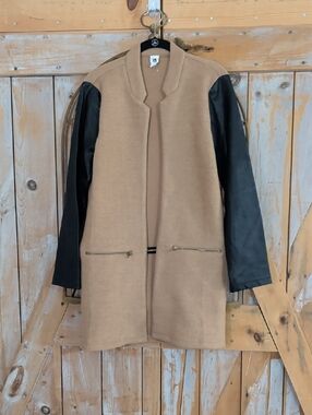 Flawless Brand Cardigan / Blazer.   Faux Leather Sleeves